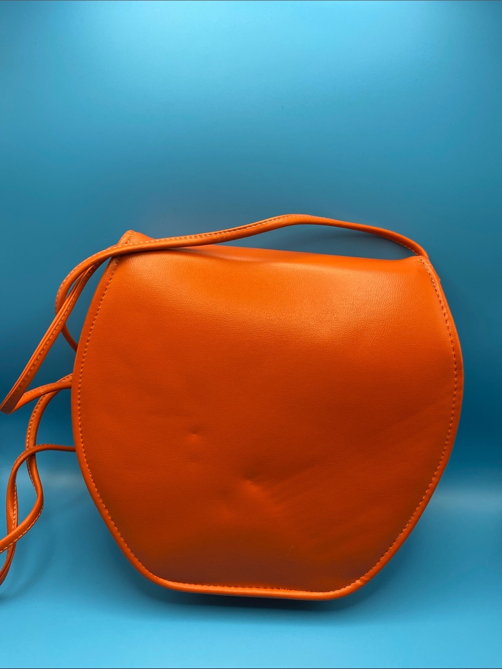Vintage 80’s Orange Faux Leather Shoulder Bag - Picture 2 of 9